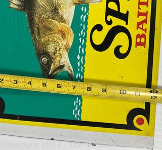 Vintage Metal Spampys Bait and Tackle Wall Sign. 12" x 25".