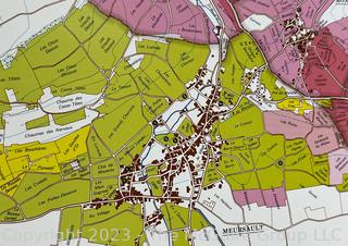 Burgundy "Cote de Beaune" French Wine Country Map Measures 23 x 60"