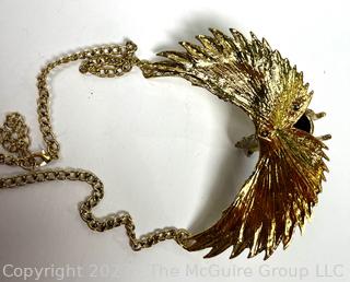 Oversized Three Dimensional Golden Pegasus Bib Necklace