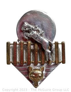 Sterling Silver Brooch with Horse Jumping Fence and a Fox Signed by Jewelry Artist Courtney Peterson.