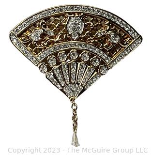 Swarovski Pave Crystal Spanish Fan Pin or Brooch 