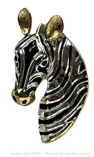 Vintage Zebra Two-Toned Pendant Brooch by Best