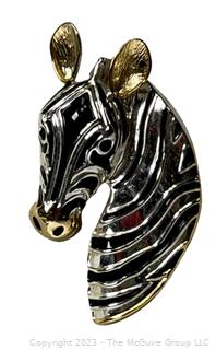 Vintage Zebra Two-Toned Pendant Brooch by Best