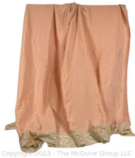 Antique Salmon Pink Silk with Lace Trim Shawl or Wrap. 