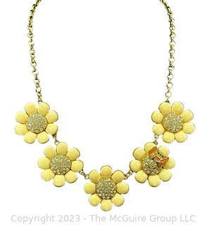 Kate Spade Yellow Enamel Flower Bumble Bee Necklace