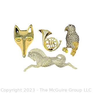 Four (4) Costume Jewelry Brooches.  