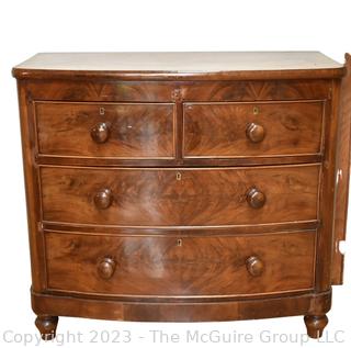 19th Century English Mahogany Bow Front Chest of Drawers. 41" x 38" x 21"