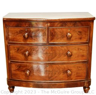 19th Century English Mahogany Bow Front Chest of Drawers. 41" x 38" x 21"