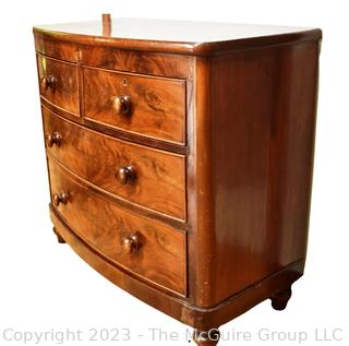 19th Century English Mahogany Bow Front Chest of Drawers. 41" x 38" x 21"