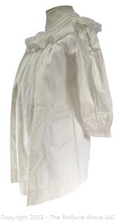 Victorian Childs Button Up The Back Pinafore With Lace Collar. 