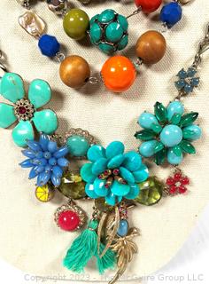 Three (3) Costume Jewelry Beaded and Thread Necklaces 