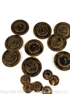 Set of Antique Brass, Marcasite and Mother of Pearl Buttons