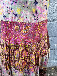 Vintage Silk Tiered Boho Full Length Skirt by Gerard Saint Albin Paris.  