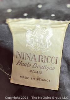 Vintage Nina Ricci Boutique Paris Black & White Silk Three Piece Strapless Cocktail Dress with Two Jackets, One with Ostrich Feather Trim Collar.  