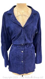 Vintage Royal Blue Suede Coat Dress by Charles Jourdan, Paris.  