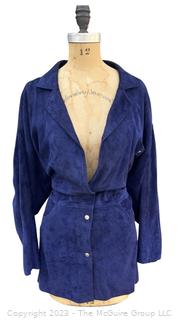 Vintage Royal Blue Suede Coat Dress by Charles Jourdan, Paris.  