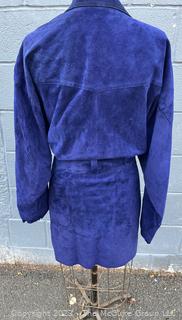 Vintage Royal Blue Suede Coat Dress by Charles Jourdan, Paris.  