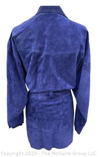 Vintage Royal Blue Suede Coat Dress by Charles Jourdan, Paris.  