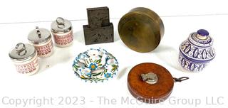 Group Including Egg Coddlers, Print Plates and Tape Measure