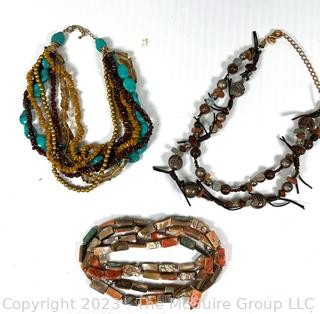 Three (3) Natural Material Necklaces Including Abalone.