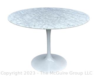 Mid Century Round Marble Top Tulip Table with Cast Iron Base. 29"T x 40"D