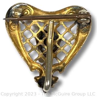 Victorian Engraved Heart Shaped Watch Pin by PS CO Plainville Stock Company 