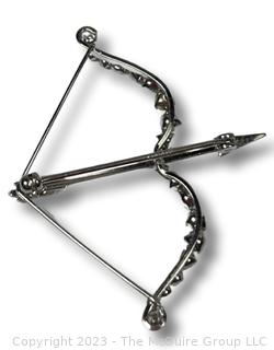 Krementz Rhinestone Bow & Arrow Brooch 