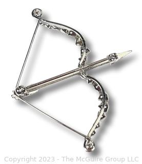 Krementz Rhinestone Bow & Arrow Brooch 