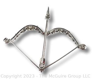 Krementz Rhinestone Bow & Arrow Brooch 