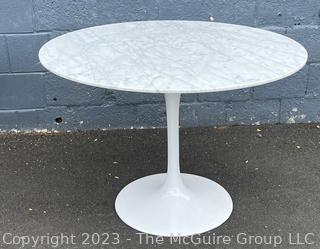 Mid Century Round Marble Top Tulip Table with Cast Iron Base. 29"T x 40"D