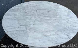 Mid Century Round Marble Top Tulip Table with Cast Iron Base. 29"T x 40"D