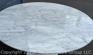 Mid Century Round Marble Top Tulip Table with Cast Iron Base. 29"T x 40"D