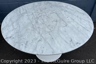 Mid Century Round Marble Top Tulip Table with Cast Iron Base. 29"T x 40"D