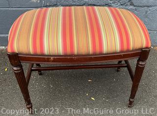 Upholstered Turned Leg Ottoman Stool