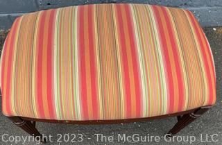 Upholstered Turned Leg Ottoman Stool