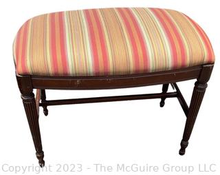 Upholstered Turned Leg Ottoman Stool