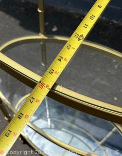 Three-Tiered Brass with Glass & Mirror Shelves Bar Cart on Wheels.