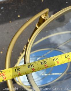 Three-Tiered Brass with Glass & Mirror Shelves Bar Cart on Wheels.