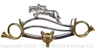 Sterling Silver Brooch with Horse Jumping Fence and a Fox Signed by Jewelry Artist Courtney Peterson.