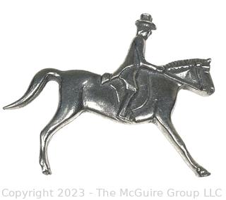 Axcess English Pewter Equestrian Horse & Rider Brooch 