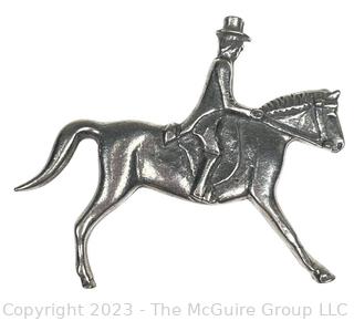 Axcess English Pewter Equestrian Horse & Rider Brooch 