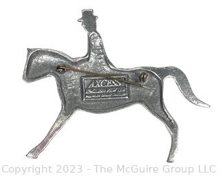 Axcess English Pewter Equestrian Horse & Rider Brooch 