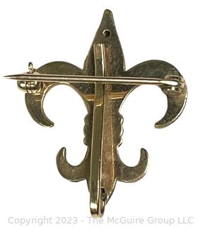 Gold Filled Fleur De Lis Brooch Pendant. 