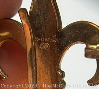 Gold Filled Fleur De Lis Brooch Pendant. 