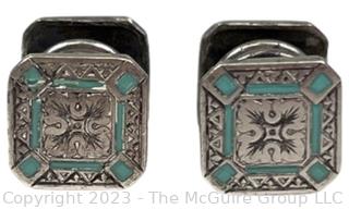 Pair of Art Deco Enamel Park Roger Jiffy Cufflinks 