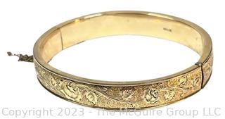 Vintage 12k Gold Plated Winard Hinged Bangle Bracelet