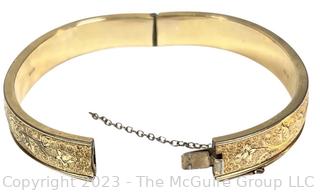 Vintage 12k Gold Plated Winard Hinged Bangle Bracelet