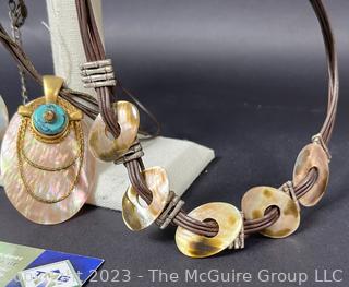 Three (3) Mother of Pearl Costume Jewelry Necklaces. 