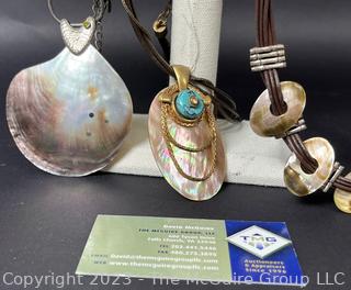 Three (3) Mother of Pearl Costume Jewelry Necklaces. 