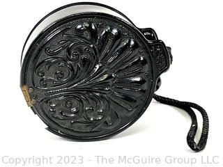 Vintage Round Miniature Clutch or Handbag in Jet Black